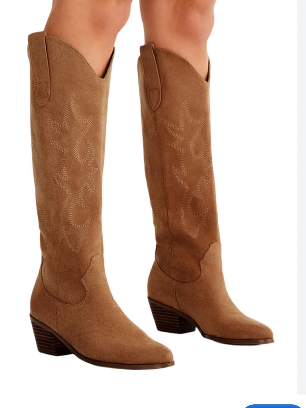 NIB Bellini Urson Vida Moulin Tan Suede Western Knee-High Boot